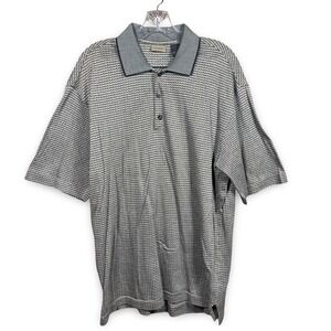 Vintage 90s Men's Polo Size Medium Axist Micro Pattern Cotton Brown Black Golf